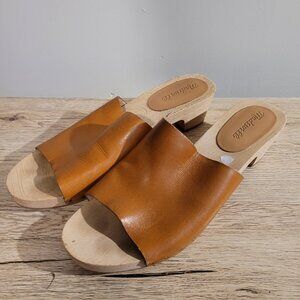 Madewell The Evelyn Slide Clog in burnished caramel leather SZ 9
